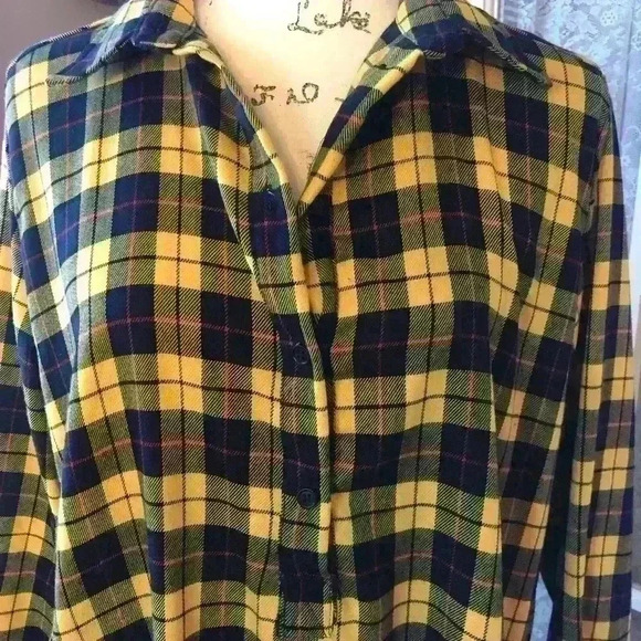 Black and Yellow Aqua Brand Plaid Drop Waist Flannel Dress - Picture 3 of 5